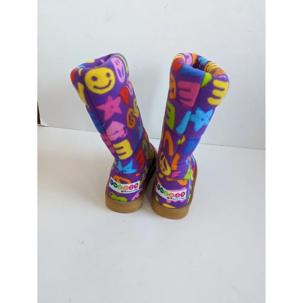 BeePosh By Melissa & Doug Plush Smiley Heart Slipper Boots Girl Sz S/P 11-1